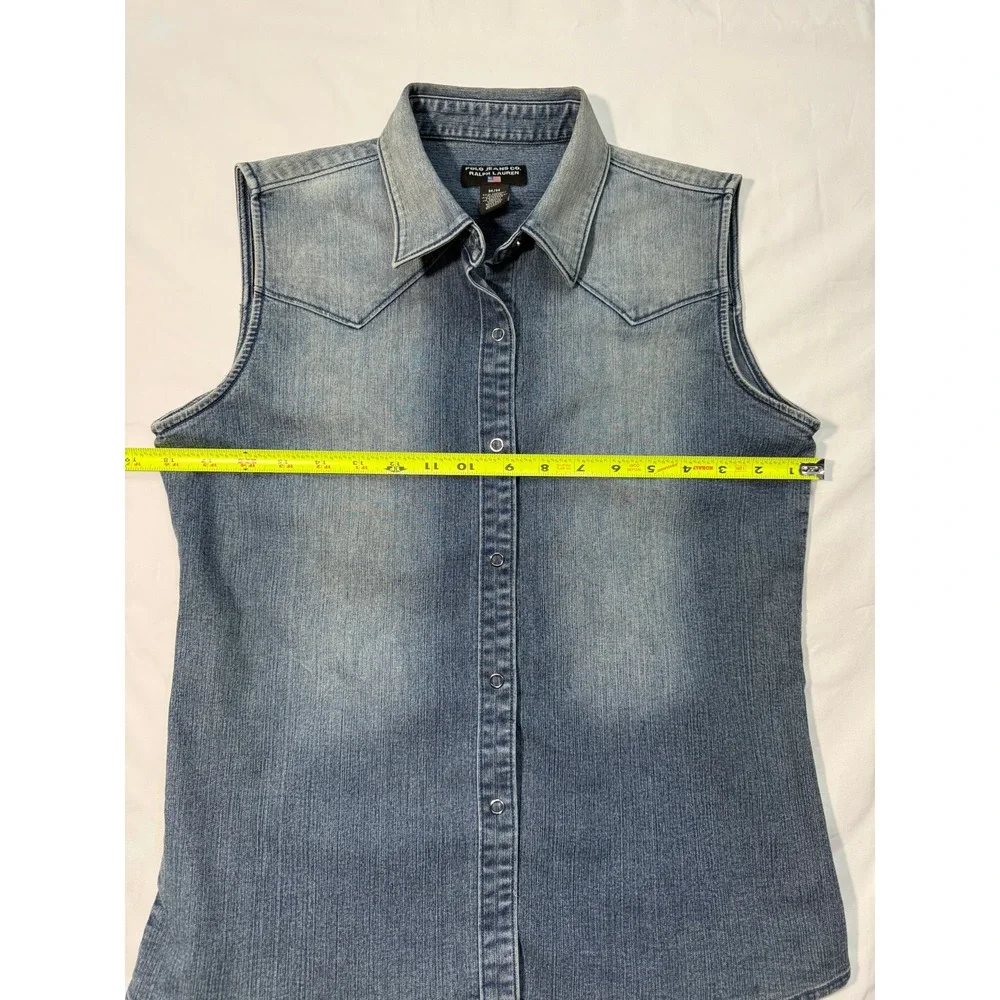 Polo Jeans Co. Ralph Lauren Women's Denim Sleeveless Western Shirt – Medium